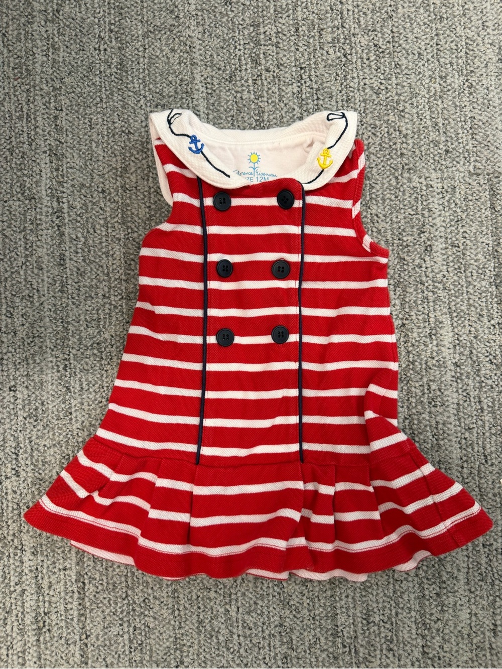 Florence Eiseman Red and White Striped Sailor Dress